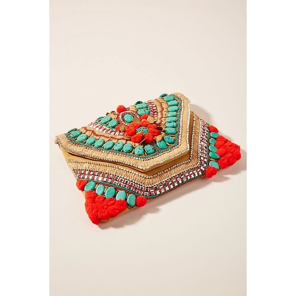 Anthropologie Handbags - NWT Anthropologie Pom Pom envelope clutch